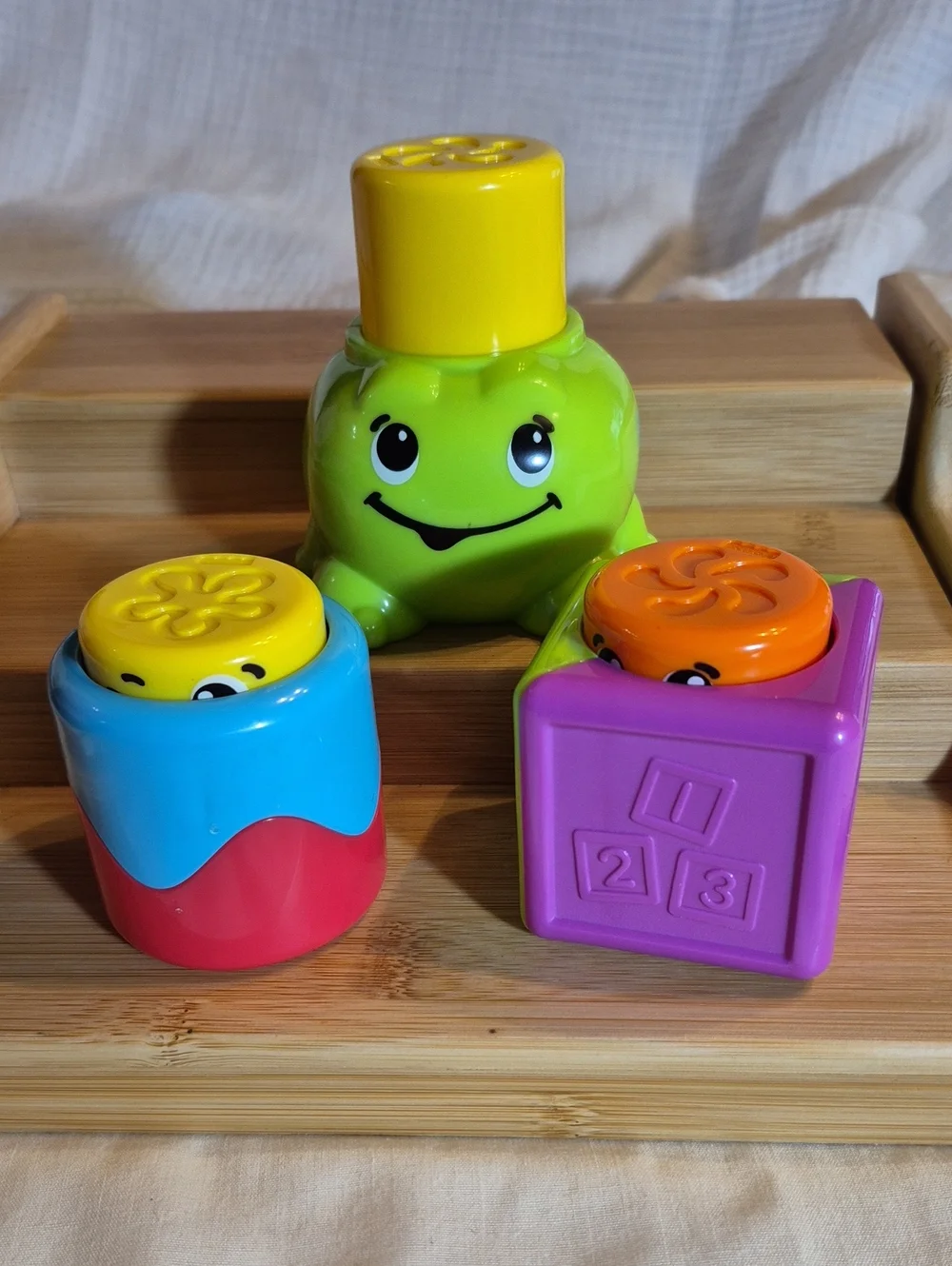 Rattling Frog Block & 2 Peek-a-Boo Pop-up Blocks